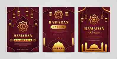 Бесплатное векторное изображение Коллекция поздравительных открыток для празднования рамадана в бумажном стиле