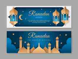 Free vector paper style ramadan celebration horizontal banner template