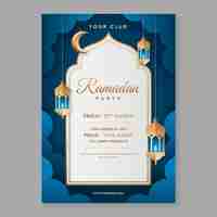 Free vector paper style ramadan celebration vertical poster template