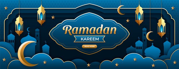 Paper style ramadan horizontal banner template