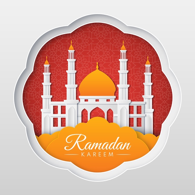 Free vector paper style ramadan illustration