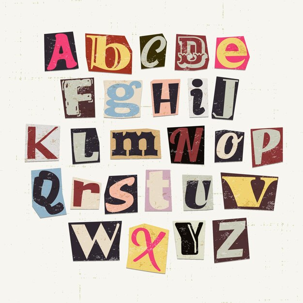 Paper style ransom note letter collection