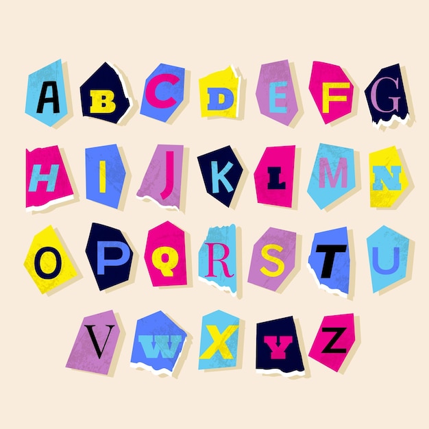 Free vector paper style ransom note letter pack