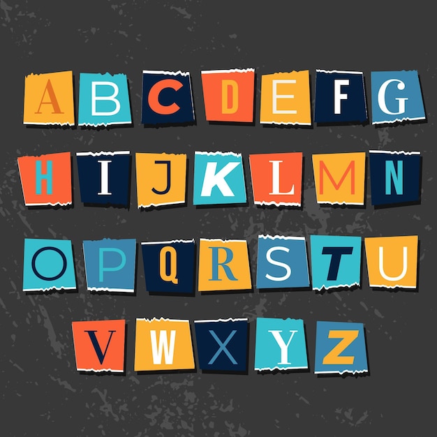 Free vector paper style ransom note letter pack