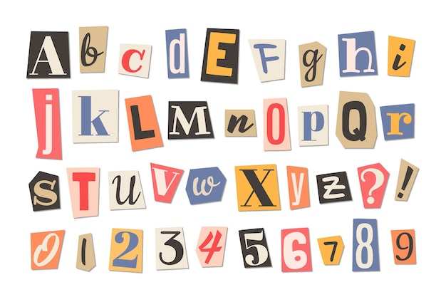 Free vector paper style ransom note letter pack