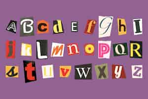 Free vector paper style ransom note letter set