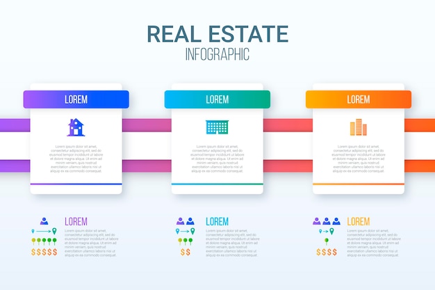 Free vector paper style real estate infographic template