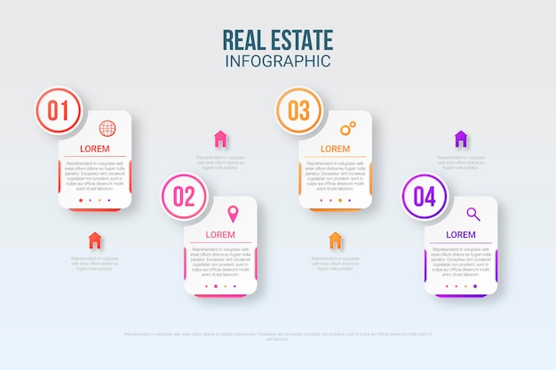 Paper style real estate infographic template