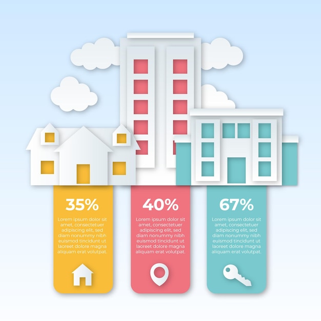 Free vector paper style real estate infographic