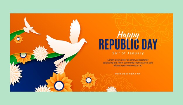 Paper style republic day horizontal banner template
