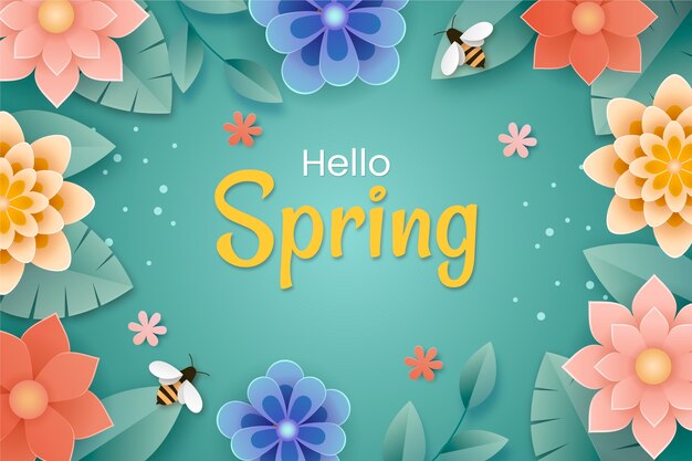 Paper style spring floral background