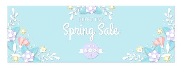 Paper style spring sale horizontal banner