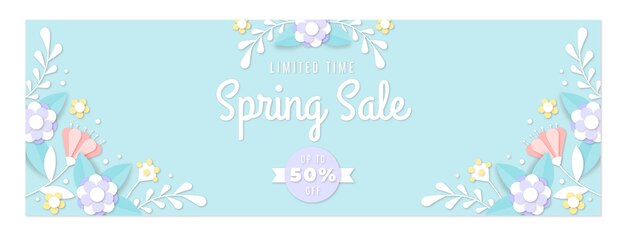 Paper style spring sale horizontal banner