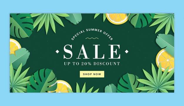 Paper style summer sale banner