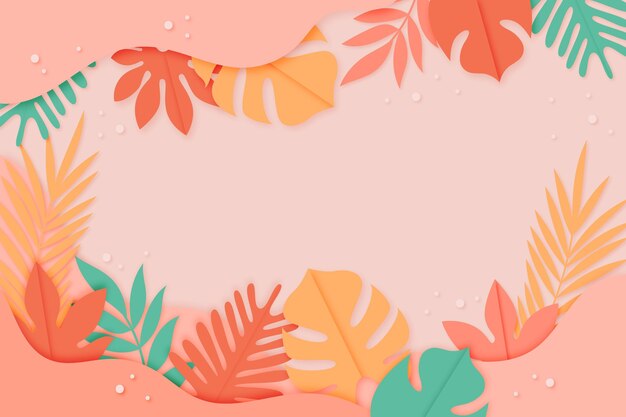 Paper style tropical leaves background