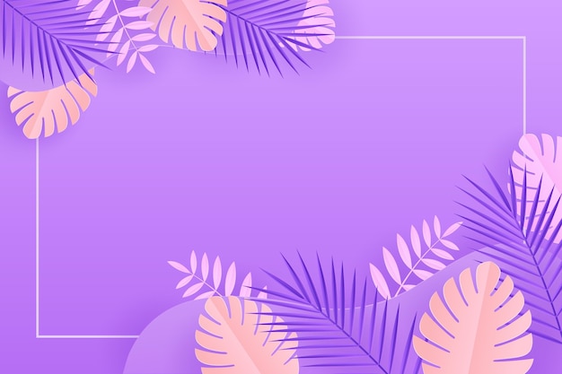 Paper style tropical leaves background