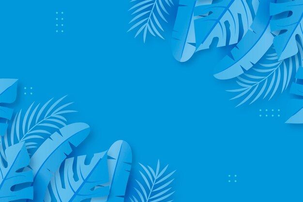 Paper style tropical leaves background