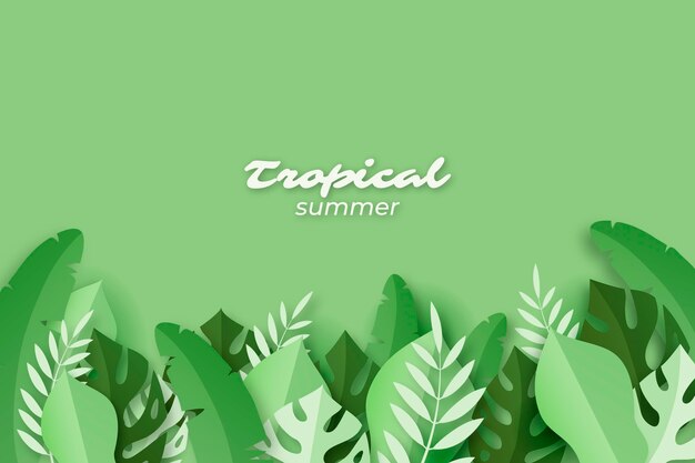 Paper style tropical leaves background