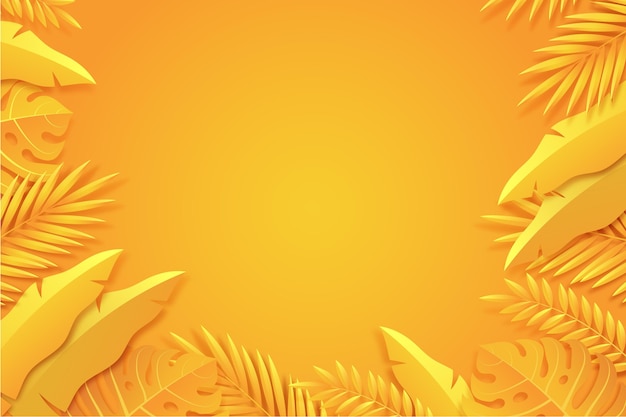 Paper style tropical leaves background