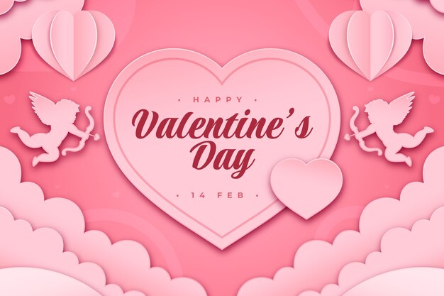 Paper style valentine's day background