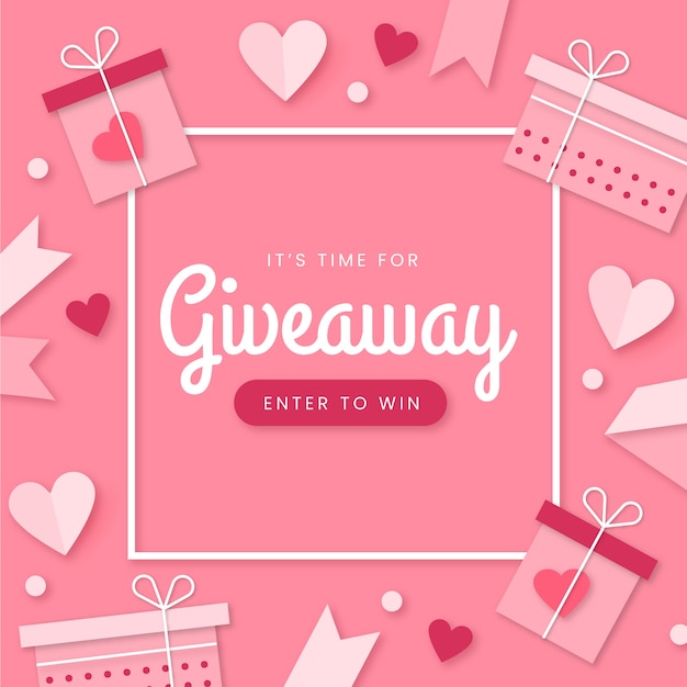 Free vector paper style valentine's day giveaway illustration