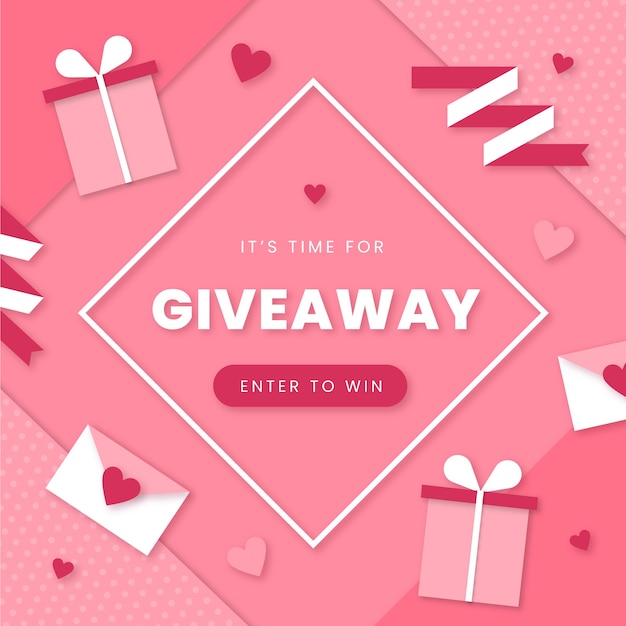 Paper style valentine's day giveaway illustration