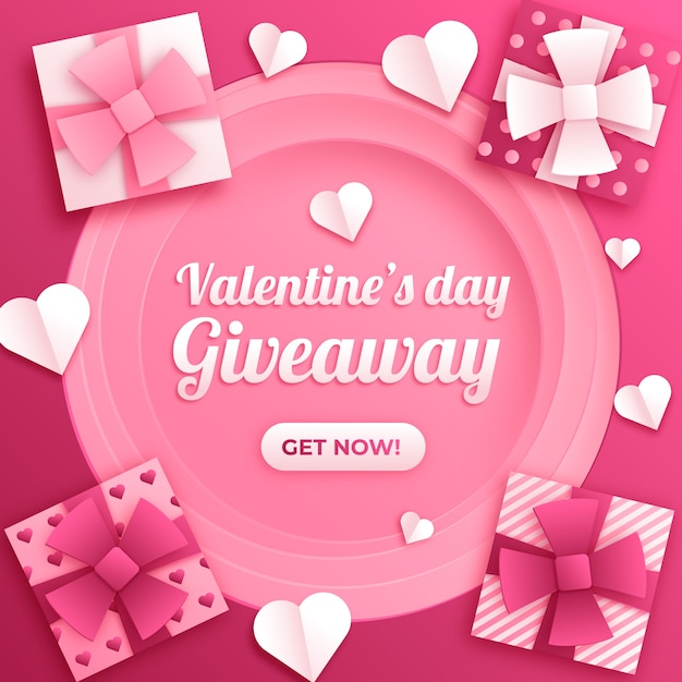 Free vector paper style valentine's day giveaway illustration