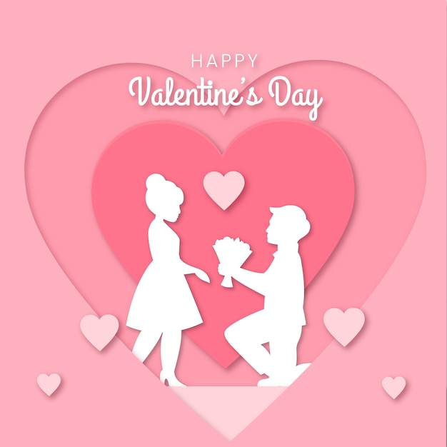 Paper style valentine's day illustration