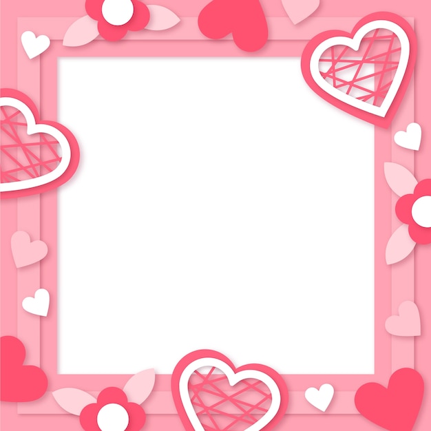 Paper style valentine's day photo frame template