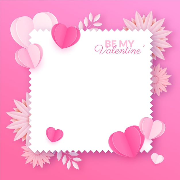 Paper style valentine's day photo frame template