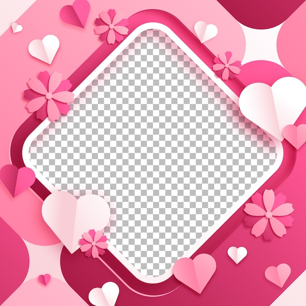 Paper style valentine's day photo frame template