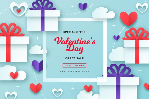 Paper style valentine's day sale background