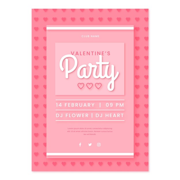 Paper style valentine's day vertical flyer template