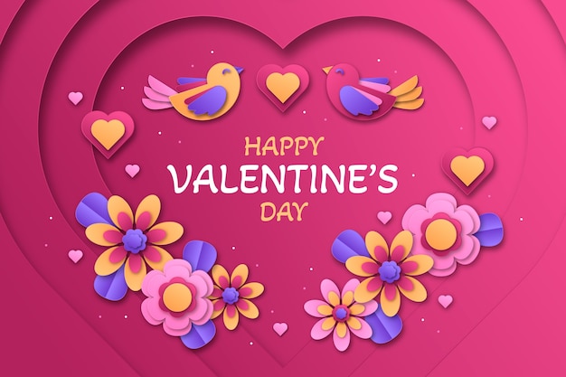 Paper style valentines day background