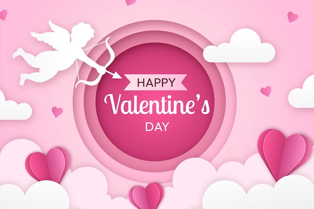 Paper style valentines day celebration background