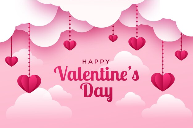 Paper style valentines day celebration background
