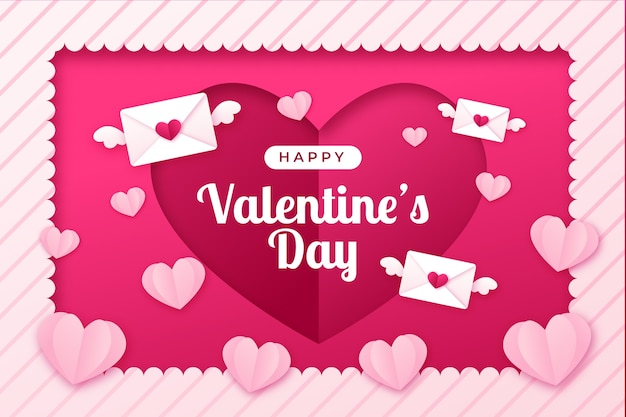 Free vector paper style valentines day celebration background