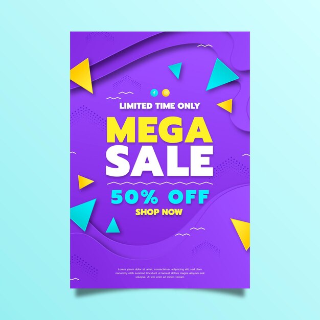 Free vector paper style vertical sale poster template