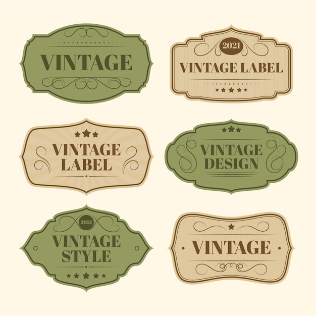 Vettore gratuito collezione di etichette vintage in stile carta