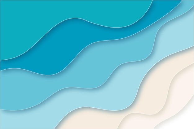Paper style wavy beach concept background