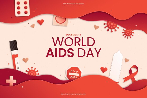 Paper style world aids day background