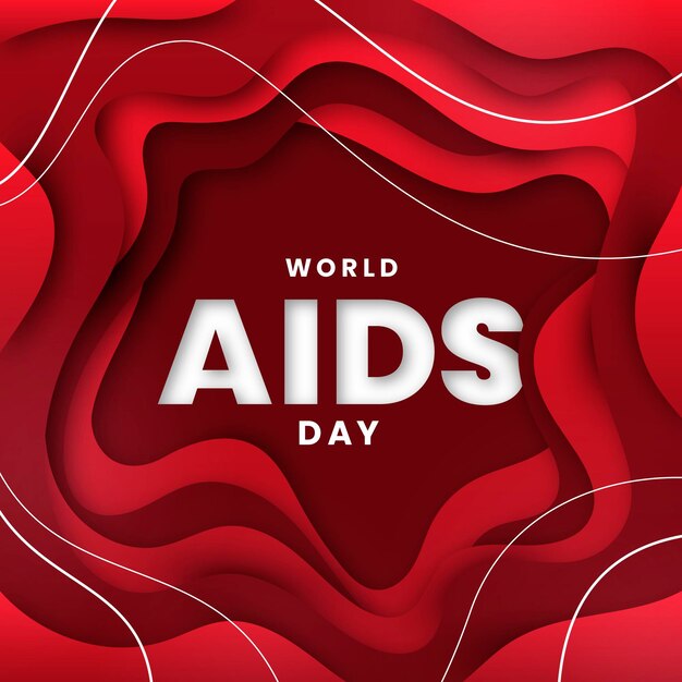 Paper style world aids day illustration