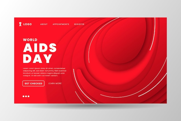 Free vector paper style world aids day landing page template