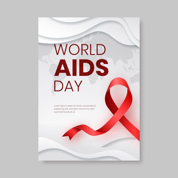 Modello di poster verticale per la giornata mondiale dell'aids in stile carta