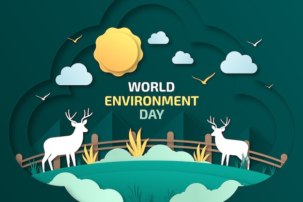 Free vector paper style world environment day background