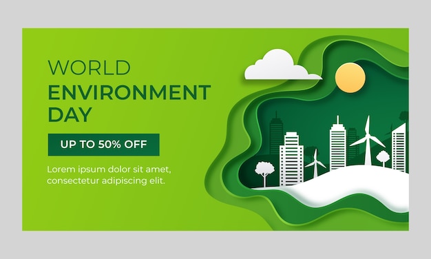 Paper style world environment day social media promo template