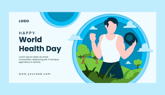 Paper style world health day horizontal banner template