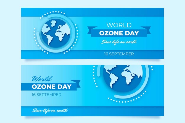 Набор баннеров всемирного дня озона в бумажном стиле