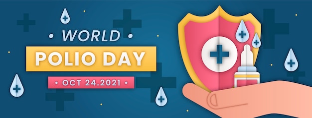 Free vector paper style world polio day social media cover template