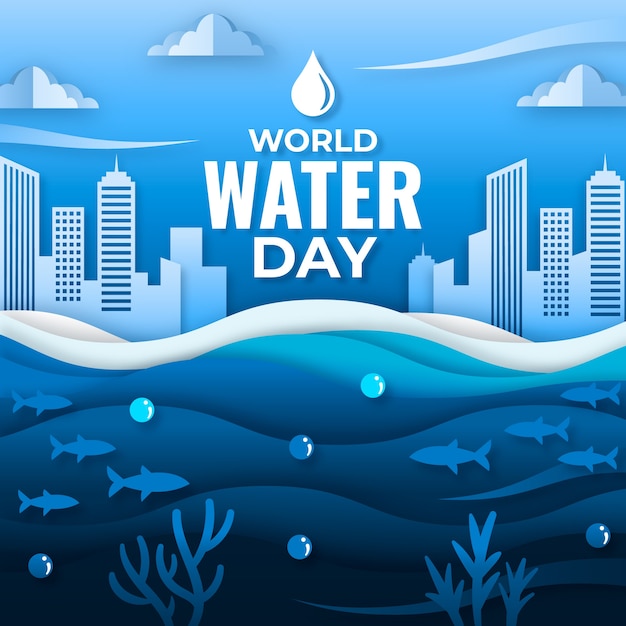 Всемирный день воды в бумажном стиле